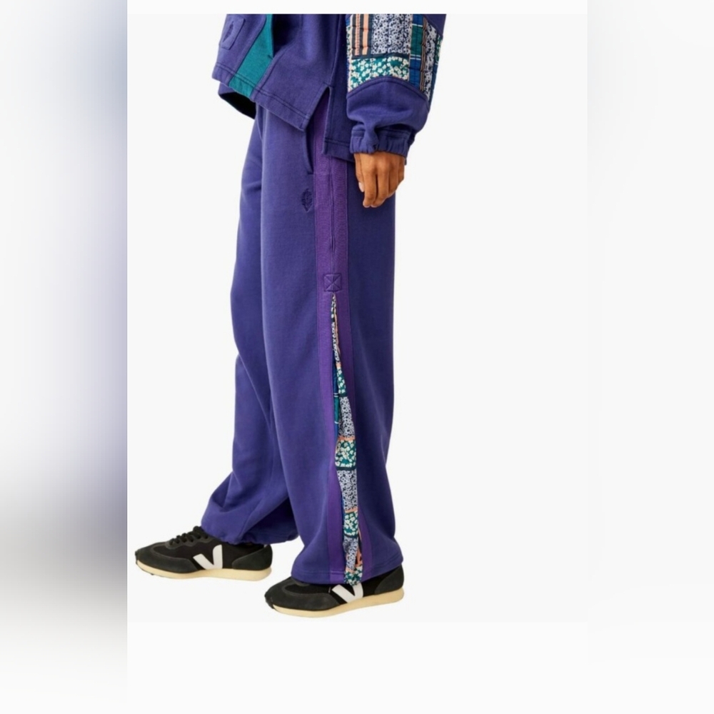 NWOT Women's Blue Fp Movement Kickoff Cotton Terry Pants Size Medium - Picture 2 of 9